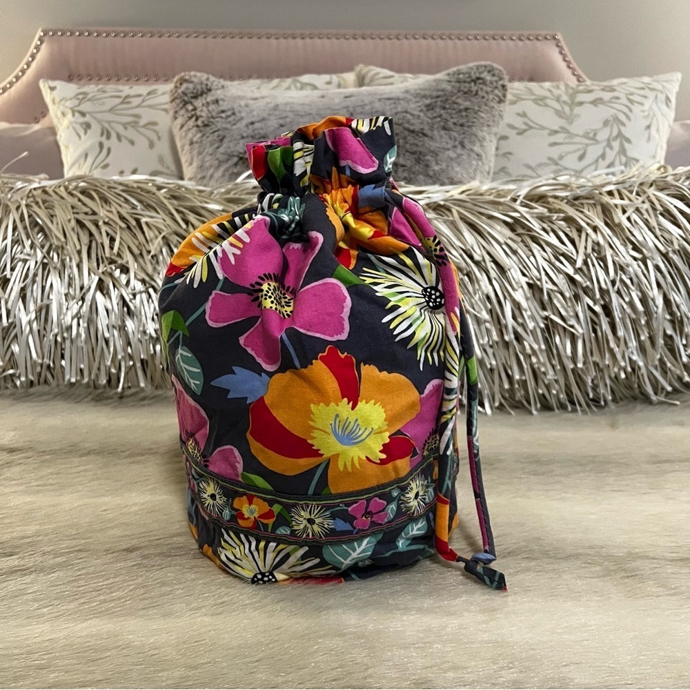 VERA BRADLEY Ba Va Bloom Y2K Ditty Bag Drawstring Plastic Lined Travel Floral